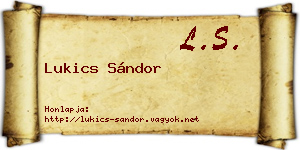 Lukics Sándor névjegykártya
